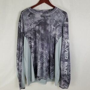 Silver Bait Fishing Long Sleeve Performance Shirt Mens XL Gray Fish Scale‎